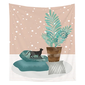 

Nordic Style Wall Tapestry Bedroom Living Room Wall Decorative Hanging Cloth Cute Cat Bed Head Wall Tapestry