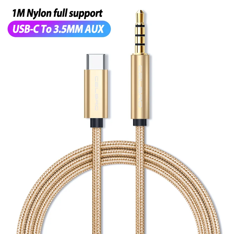 1m gold Обновление Usb type C до 3,5 мм адаптер Jack 3,5 Aux аудио кабель Usbc Тип c наушники кабель для samsung Note10 huawei Xiaomi - Цвет: 1m gold