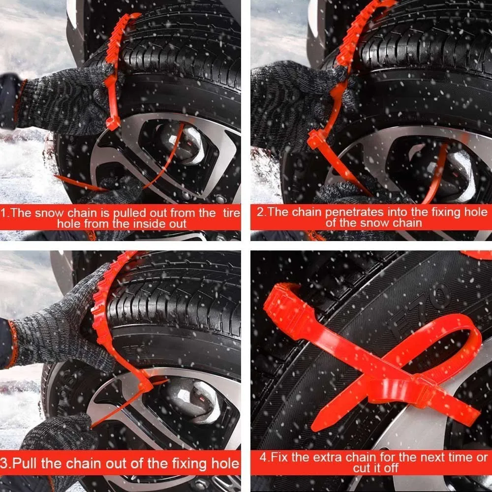 Car Winter Tire Wheels Snow Chains Snow Tire Anti-skid Chains Wheel Tyre Cable Belt 10Pcs Winter Outdoor Emergency Chain STC01
