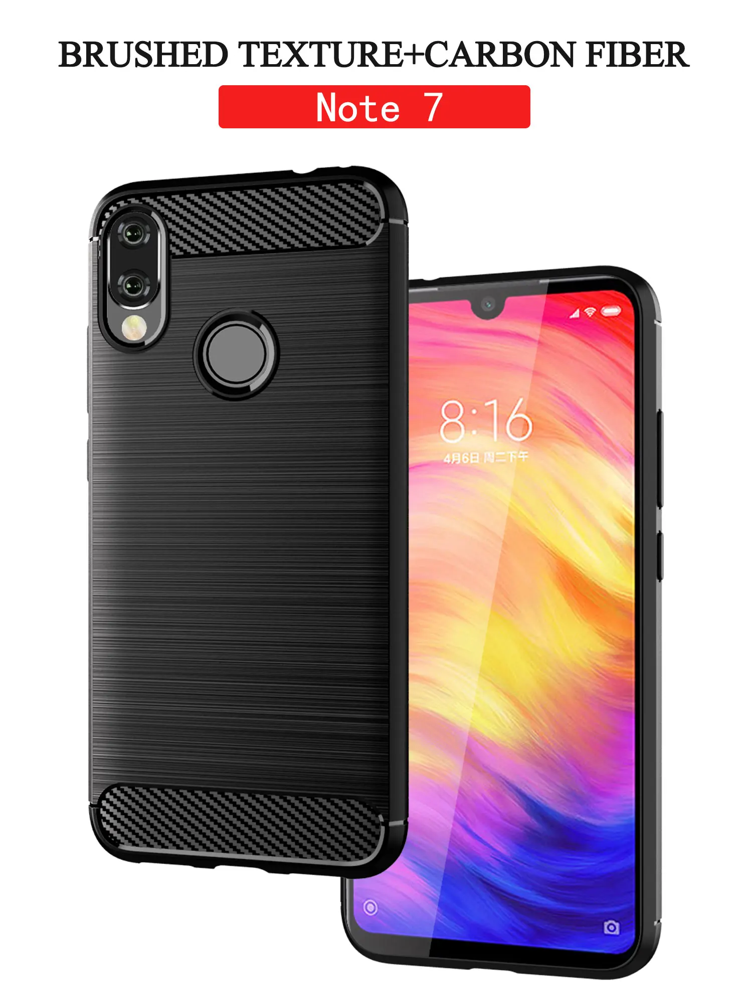 Для Xiaomi Redmi Note 7 чехол Роскошный из углеродного волокна ТПУ силиконовый мягкий