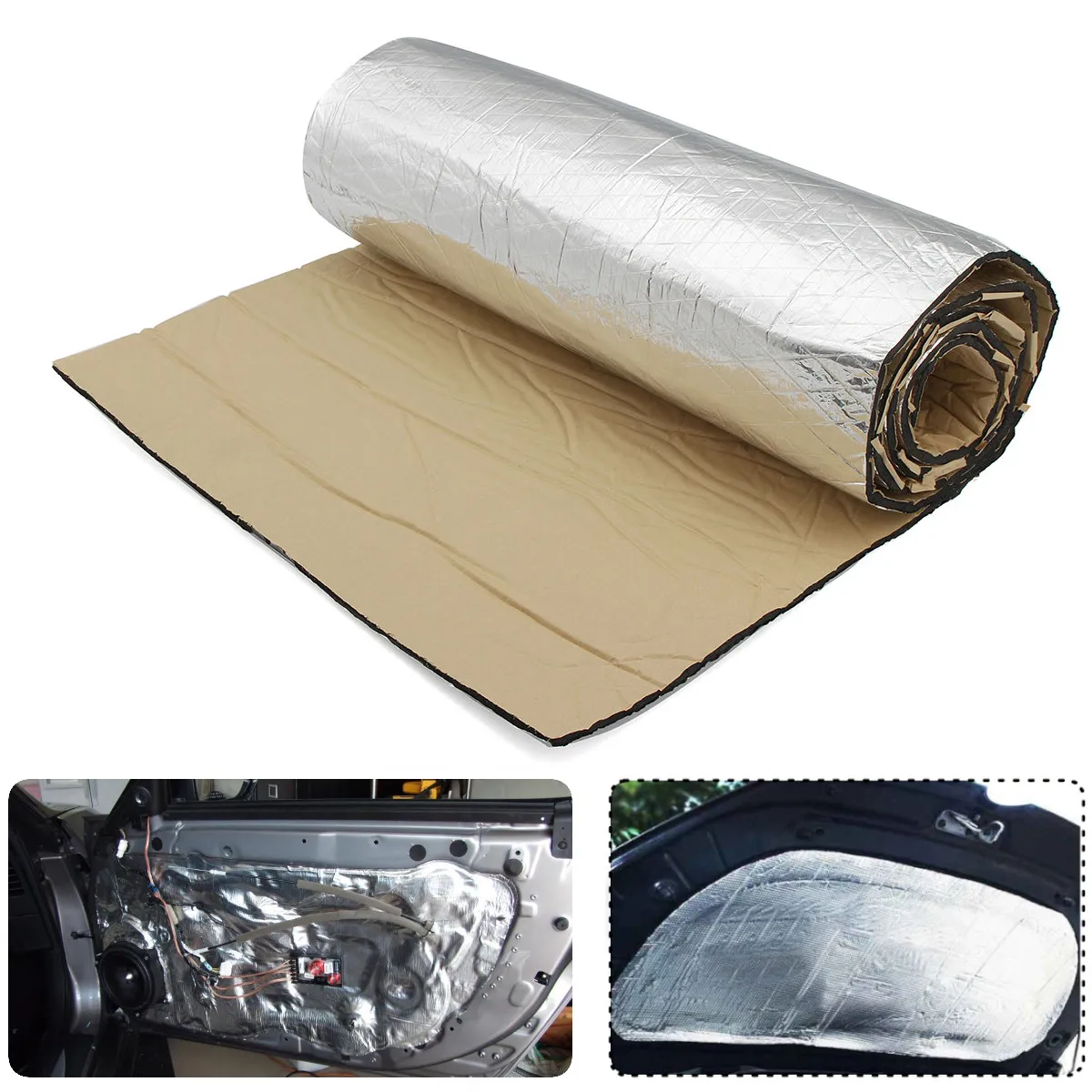 7mm 500*2000/1000*1500mm Car Hood Engine Firewall Heat Mat Deadener Sound Noise Proof Insulation Deadening Aluminum Foil Sticker |