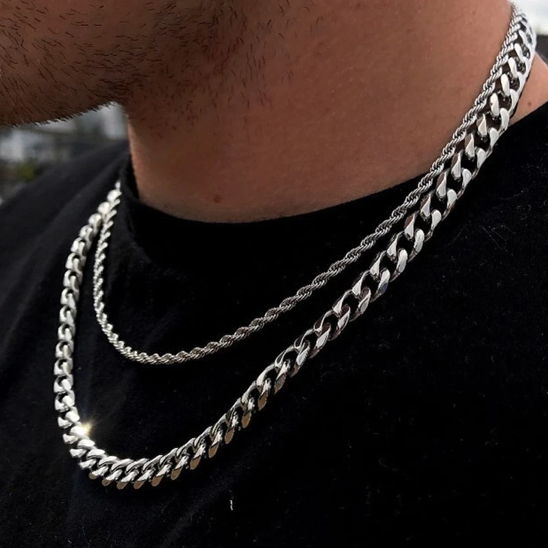 2020 Temperament Fashion Cube Rope Chain Men Necklace Classic Stainless Steel Chain Necklace For Men Jewelry Gift