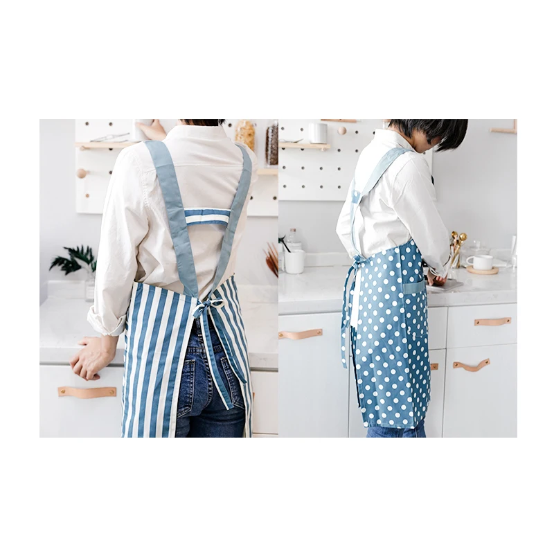 GUIBOBO для женщин фартук в полоску горошек для кухни носить Jap стиль светильник тонкий Fit Розовый натуральный простой дизайн NO01911231345