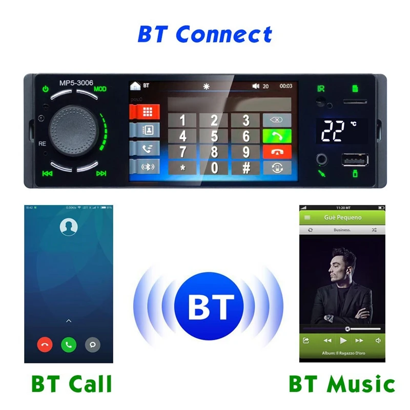 

1Din Car Radio 4.1 Inch Press Screen Audio Stereo Multimedia Mp5 Player Bluetooth Am / Fm / Rds Radio