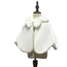 Зимнее мягкое плюшевое болеро с цветочным узором для девочек; накидка принцессы с отворотом и бантом на плече; AXYD