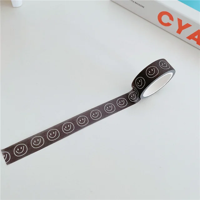 Ins Simple Cartoon Comic Smiley Washi Tape Scrapbooking DIY Decor Journal Korean Tape Cute Tape Paper Diary Stationery Sticker 1Pc C