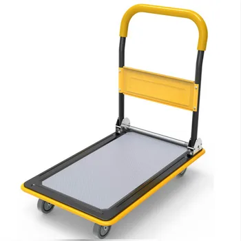 

Freight flatbed truck steel plate office household trolley portable four-wheel folding trailer trolley