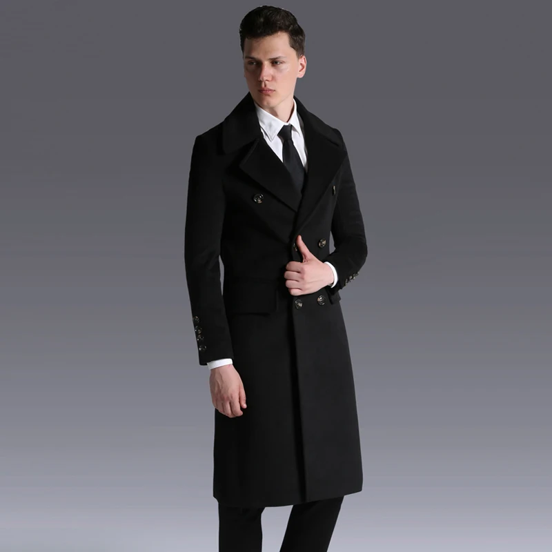 

Brand Long Style Mens Coat Luxury Double Breasted Solid Color Wool Mens Jackets And Coats Plus Size 5XL 6XL Slim Fit Man Trench