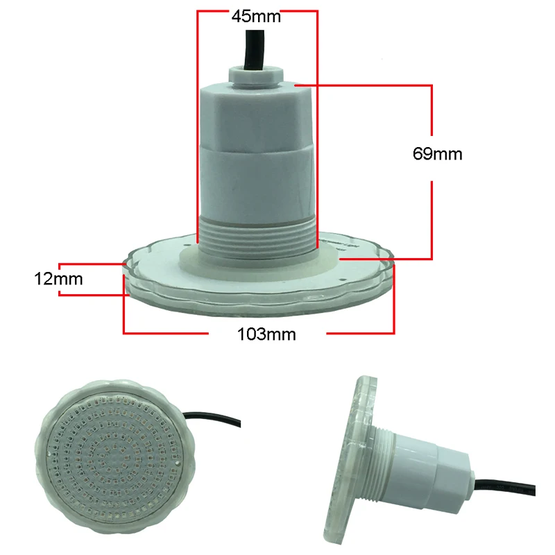 Iluminação subaquática 15w rgb piscina luz resina