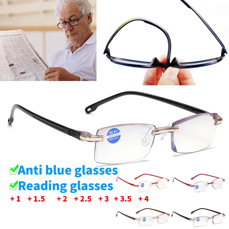 Anti-blue light ultra-light diamond cutting reading glasses, suitable for men and women anti-fatigue reading glasses light blocking glasses