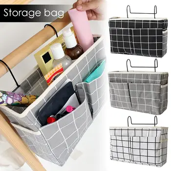 

Student Dormitory Bedside Storage Bag Nordic Style Canvas Storage Basket Home Cosmetics Storage Hanging Basket