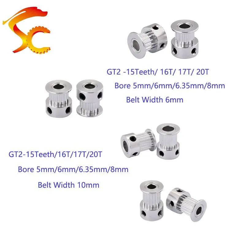 

3D Printer Parts GT2 Timing Pulley 16 Tooth 2GT 20 Teeth Aluminum Bore 5mm 8mm Synchronous Wheels Gear Part For Width 6mm 10mm