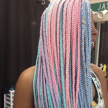 20 Color Crochet Hair Ombre Box Braids 24 Inch Zizi Braiding Hair Pre Stretched Synthetic Hair Extension For Braids Women 1