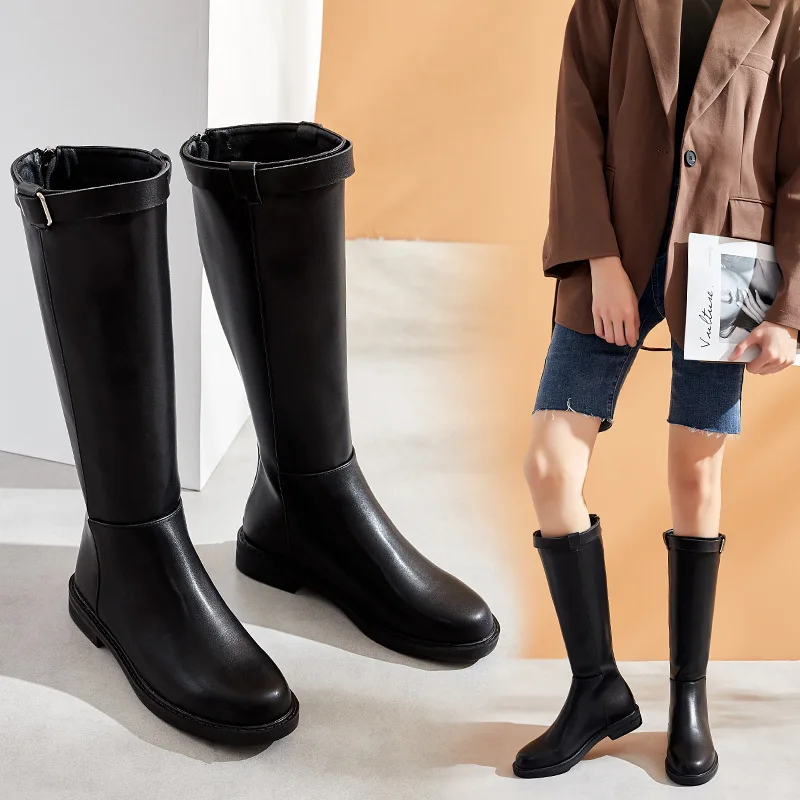 

Network Red Boots Children 2019 New Style Autumn And Winter New Style plus Velvet Boots Genuine Leather Knee Leather Boot Riding