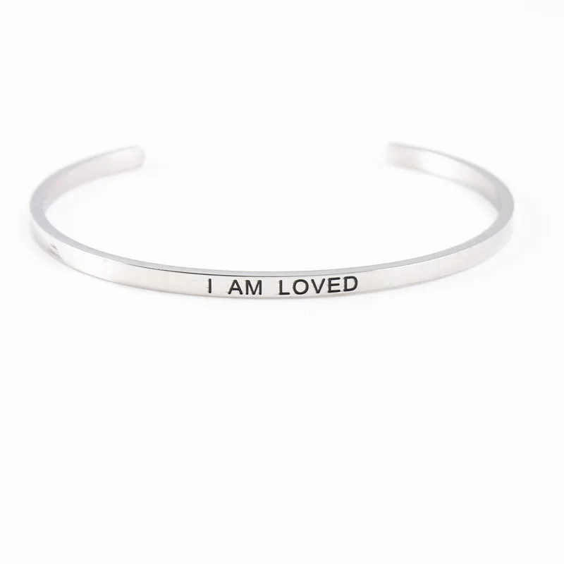 Модный браслет с надписью I Am Love Mantra из нержавеющей стали для мужчин и женщин