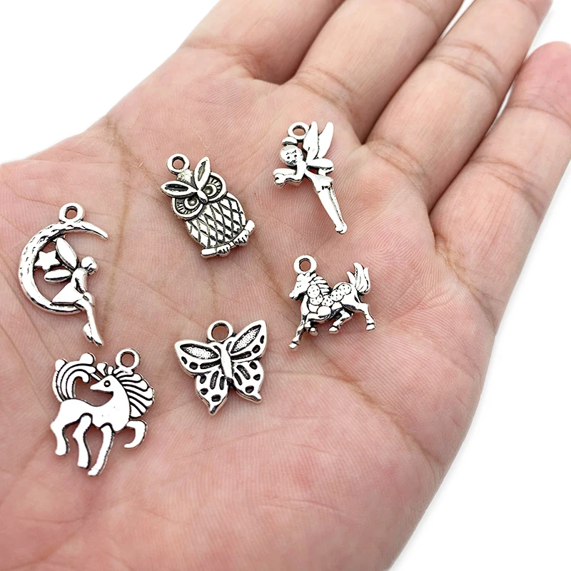 

10Pcs/set Vintage Metal Animal Birds Charms Silver Color Butterfly Handmade DIY Bracelet Pendant Necklaces Jewelry Accessories