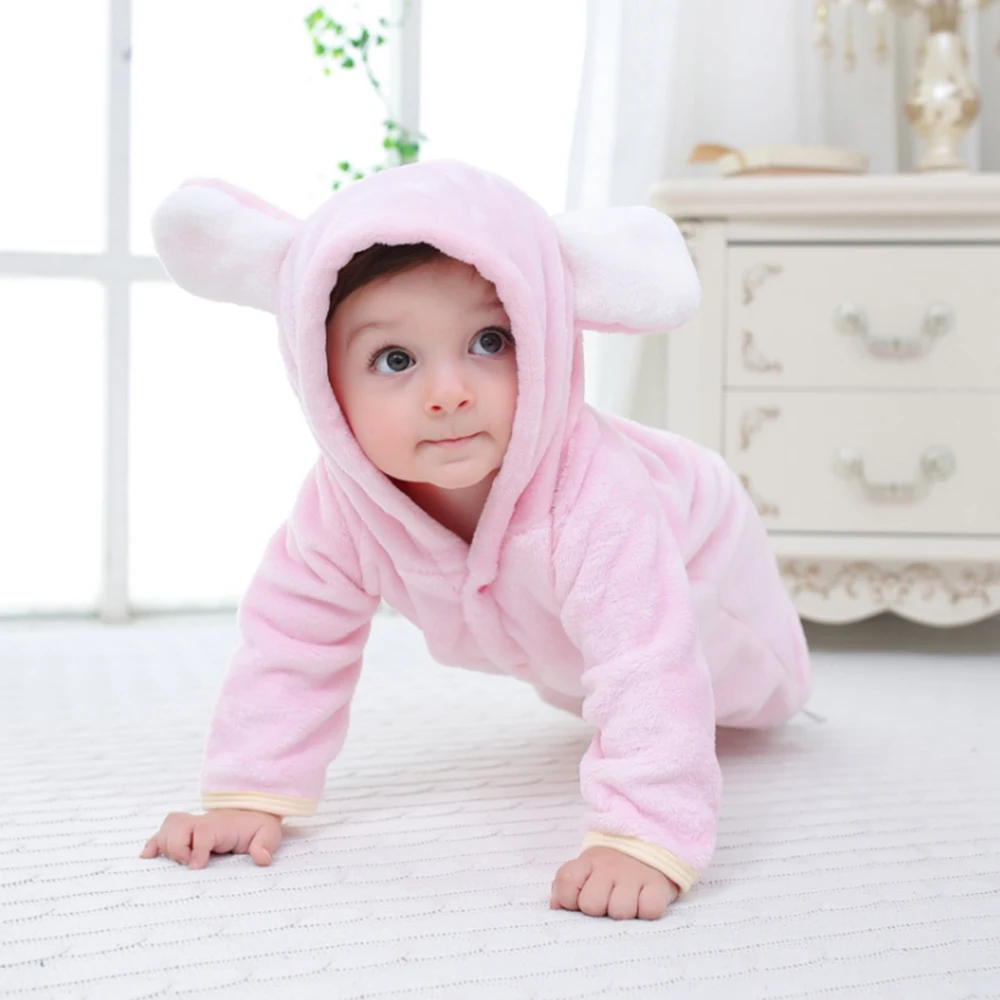 LOOZYKIT/Зимний комбинезон для новорожденных; детская одежда с капюшоном и рисунком; хлопковый теплый комбинезон для маленьких девочек; одежда для маленьких мальчиков - Цвет: StyleC pink