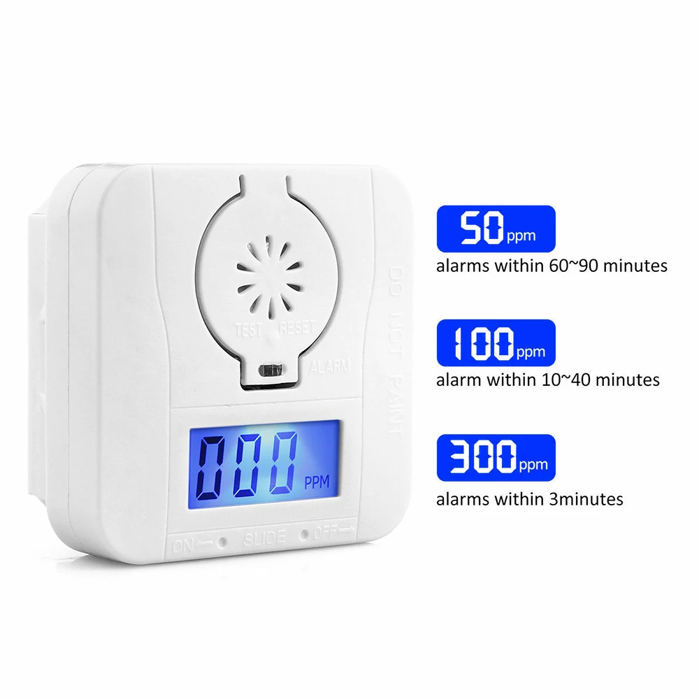 1pcs LCD CO Carbon Monoxide Detector Battery Power Carbon Monoxide Warning Alarm White 1pcs LCD CO Carbon Monoxide Detector Battery Power Carbon Monoxide Warning Alarm White