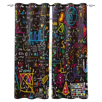 

Algebra Mathematics Physics Window Curtains Living Room Kitchen Curtains for Bedroom Left and Right Biparting Open Curtains