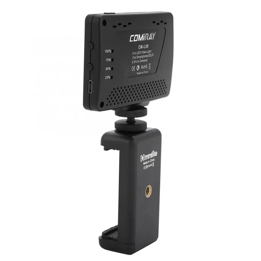 Commlite CM-L50II/CM-PL12 мини селфи светильник светодиодный видео светильник 8 уровней затемнения заполняющий светильник лампа для подставка для мобильного телефона DSLR камеры