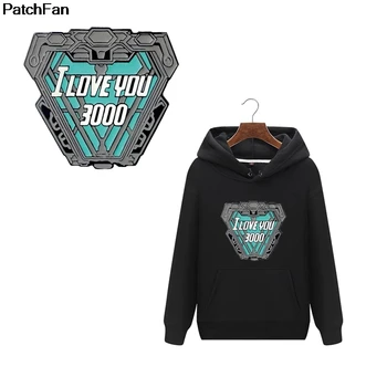 

20pcs/lot Patchfan Iron Man i love you 3000 Heat press Transfers Sticker Iron-on Handmade Appliques for Jeans Coat T-shirt A2532
