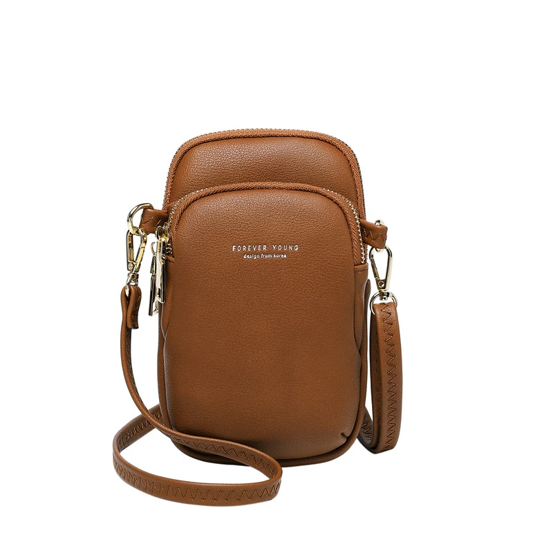 832 brown Новые модные женские кожаные сумки-мессенджеры для телефона, простая Большая вместительная сумка для денег, держатель для карт, кошелек на молнии, сумки через плечо - Цвет: 832 brown