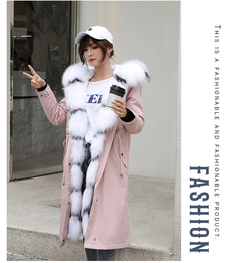 Stylish Trendy Outerwear Women's Down Jacket Streetwear Real Fox Fur Scarf Women's Winter Jacket Thick Section Snow Jacket Coat