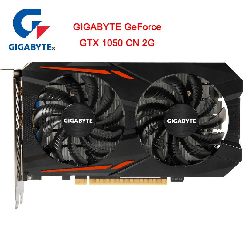 Видеокарта GIGABYTE GTX 1050 OC NVIDIA GeForce 2GB GDDR5 128 bit WINDFORCE 2X с дизайном вентилятора для ПК