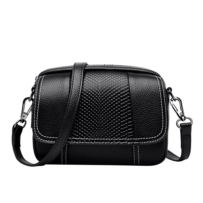 

WOMEN'S Leather Bags Shoulder Bag Cross Small Square Closed-toe Layer Cowhide WOMEN'S Shoulder Bag Korean-style Bag Women's