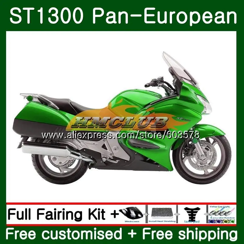 Комплект для HONDA ST1300 Pan Европейский 00 01 02 03 04 05 06 глянцевый зеленый 90CL. 4 STX1300 ST-1300 ST 1300 07 08 09 10 11 12 13 обтекатель - Цвет: No. 1
