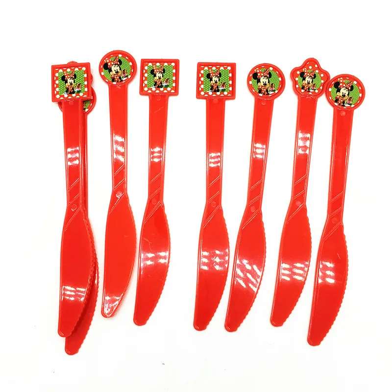 knife 10pcs Минни anniversaire вечерние Минни Маус посуда коллекция для маленьких детей на день рождения украшения, товары для вечеринки - Цвет: knife 10pcs
