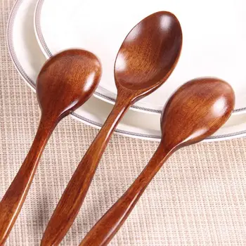 

18cm Solid Color Natural Wood Environmental Safe Tableware Cooking Honey Coffee And Soup Spoon Wooden Spoon Kitchen Supplies