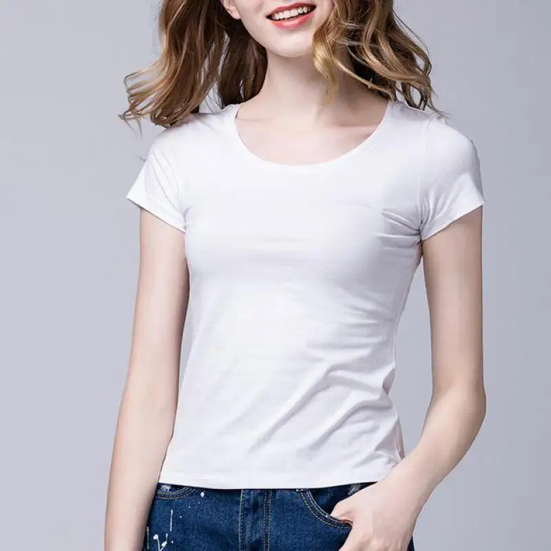 

o Neck Loose T Shirts Summer Short Sleeves Size S-2xl 3 Solid Color Casual European Style Modal Women Quality Tops Jl-co6011