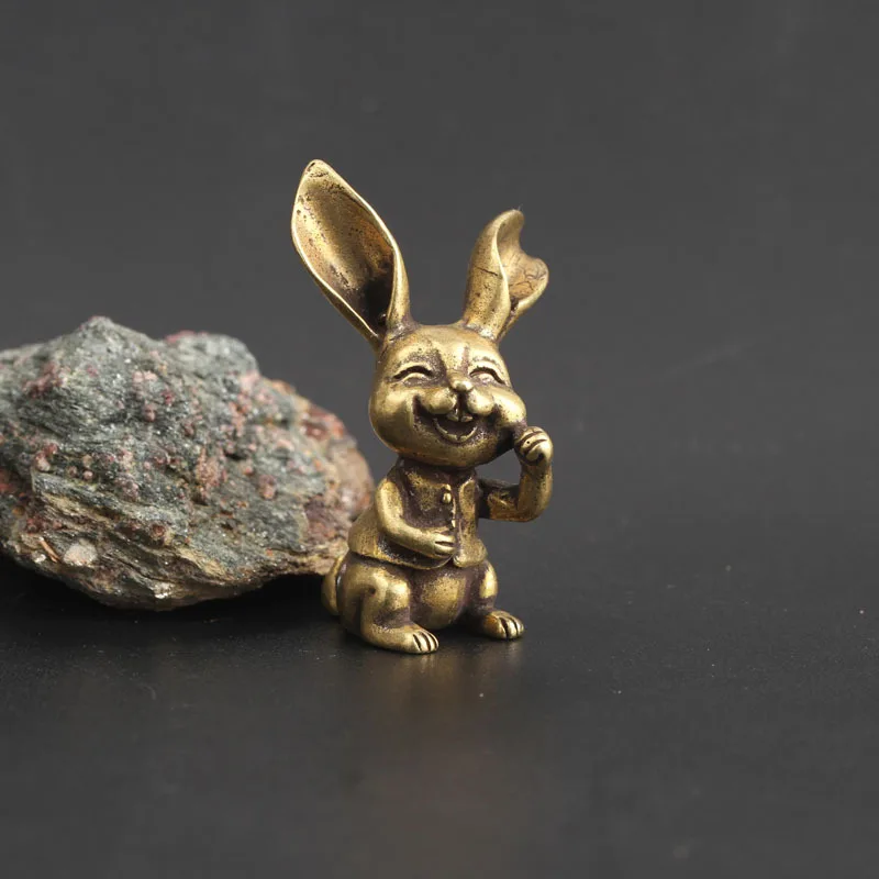 Copper Rabbit A 4 стиля медных кроликов миниатюрные фигурки маленькие украшения Винтажные латунные животные домашний декор настольные украшения брелоки подвески - Цвет: Copper Rabbit A