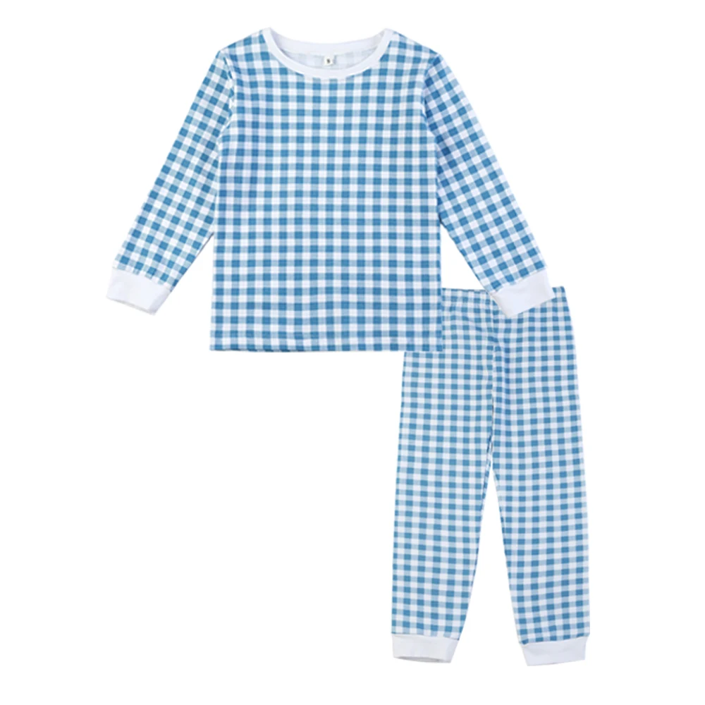 Monogram kids pajama knitted matching pjs summer check frills Easter pyjamas baby boys sleepwear baby nightgowns	