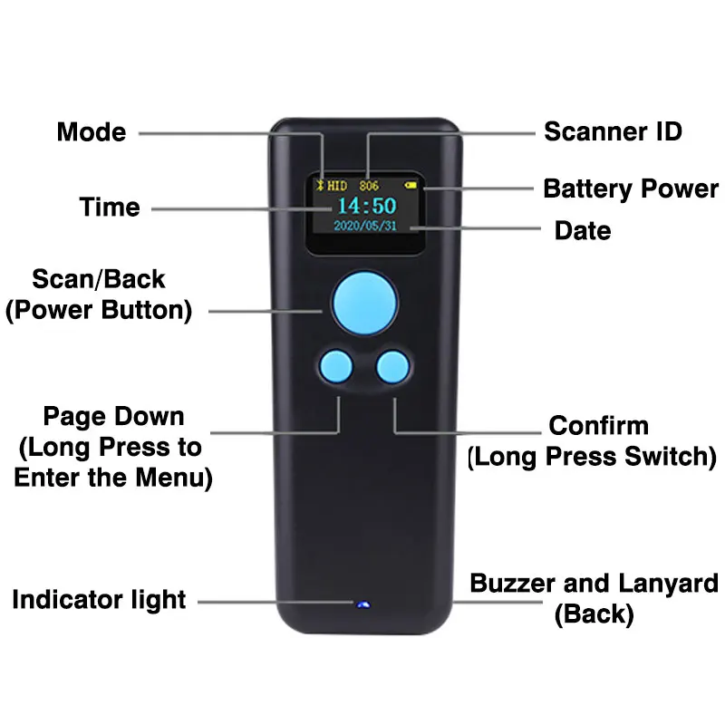 Bluetooth, Portátil, 1D, 2D, 2.4G, QR, Expressão, Celular, QR
