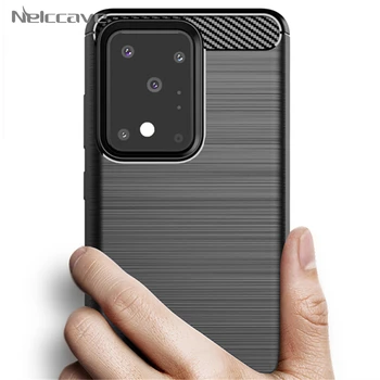

500Pcs Carbon Fiber Silicone Case For Samsung S20 Ultra S10 Plus S9 S8 S7 S6 Edge Note 20 Pro 10 Lite 9 8 Anti-Fingerprint Cover