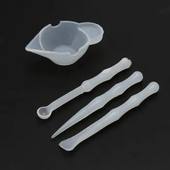 

4Pcs Silicone Mixing Cups Stirrers Spoon Scraper DIY Resin Jewelry Tools Kit L4ME