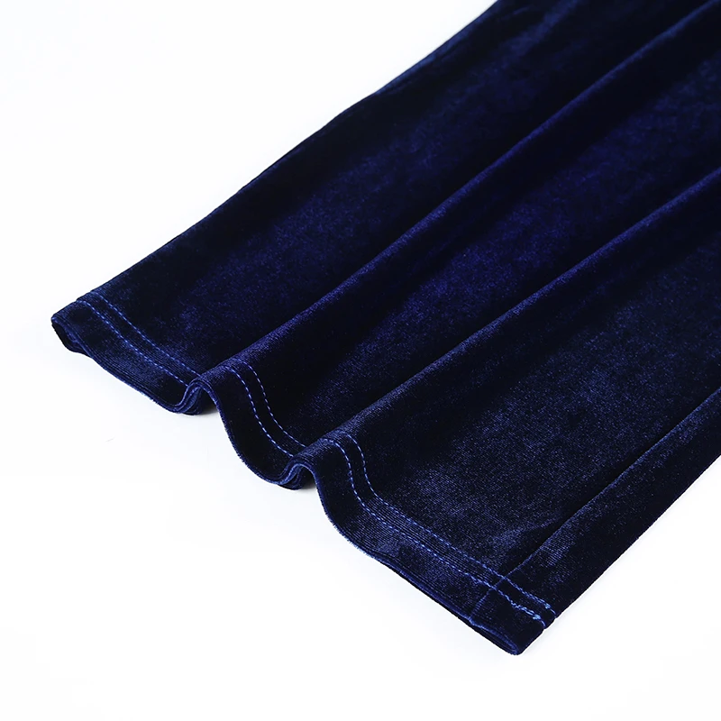 Waatfaak бархатные синие повседневные женские мешковатые штаны элегантные женские брюки офисные однотонные широкие брюки женские свободные длинные брюки зимние