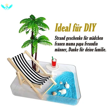 

Beach Style Miniature Ornament Kits Set for DIY Fairy Garden Dollhouse Decoration Blue Sand Cute Girls Beach Chair Boat DWH5