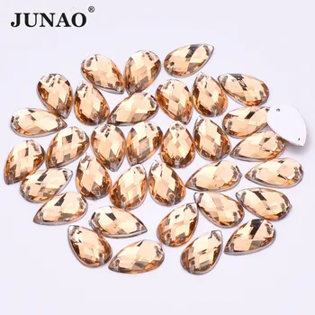 

JUNAO 1000pcs 8x13mm Light Peach Sew On Teardrop Crystal Rhinestone Flatback Strass Crystal Sewing Stones Beads for Needlework