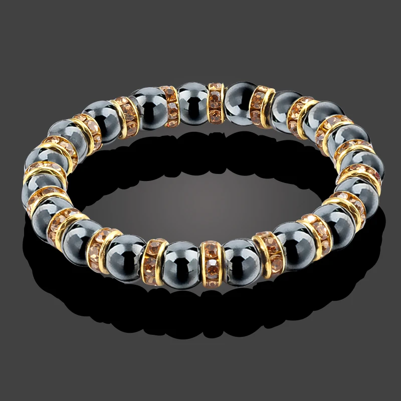 Natural Hematite Beads Bracelets Men No-Magnetic Health Protection Women Jewelry Charm Crystal Stone Stretch Bracelet & Bangle - Image 6