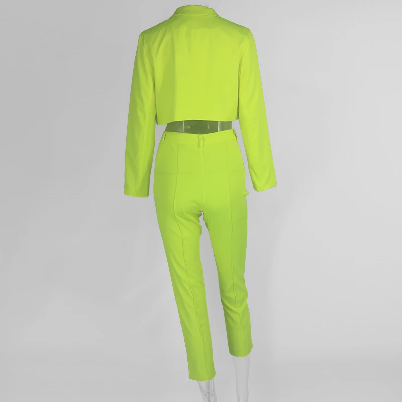 Tobinoone комплект из двух предметов, топы и штаны, лето, зеленые укороченные топы с отложным воротником и поясом, штаны с карманами, сексуальный женский комплект