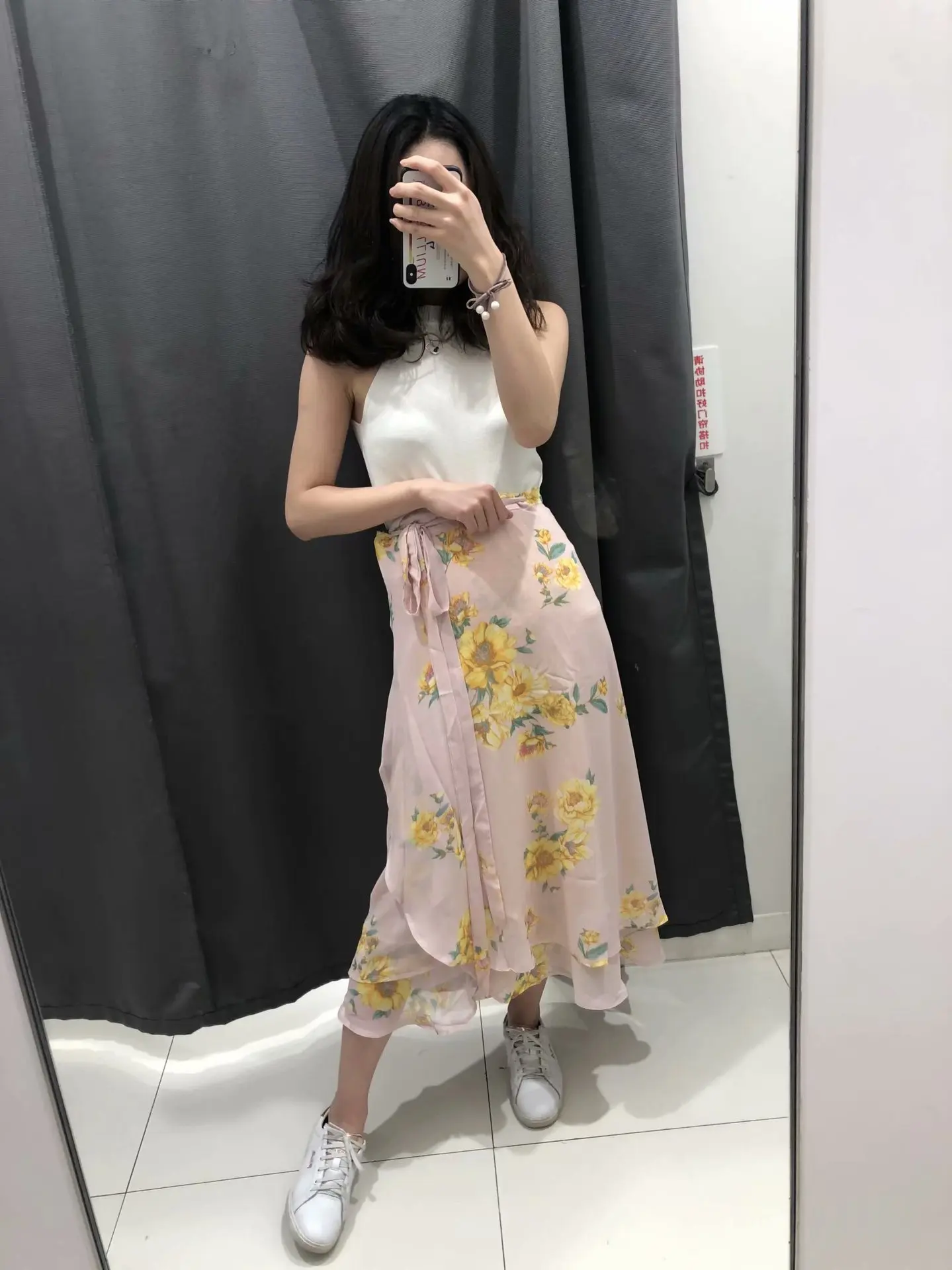 

Europe And America WOMEN'S Dress 2019 Spring New Style Western Style Flower Printed Wrap Dress High Waist Skirt WOMEN'S Dress