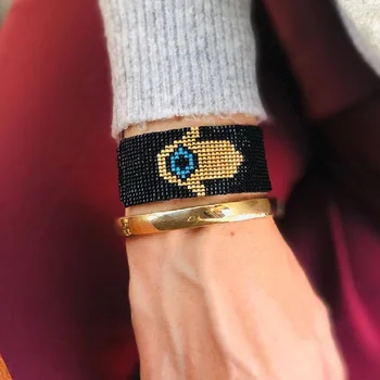 

Go2boho MIYUKI Bracelet For Women Turksih Evil Eye Bracelets Men Lucky Fatima Hamsa Hand Pulseras Handmade Loom Woven Jewelry