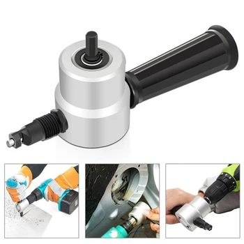 

Metal Nibbler Cutter Double Head Sheet Nibbler Hole Saw Cutter Drill Attachment Plate Open Hole Drill For Cutting Iron Steel New