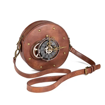 

Steampunk Shoulder Messenger Bag 2020 New Retro Style Ladies Round Locomotive Bag Designer Handbags High Quality Cross Body Bag