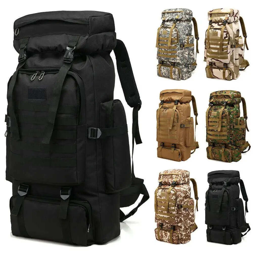 

80L Large Capacity Oxford Military Tactical Bags Army Backpack Outdoor Hiking Trekking Camping Hunting Bag Camouflage Mochila