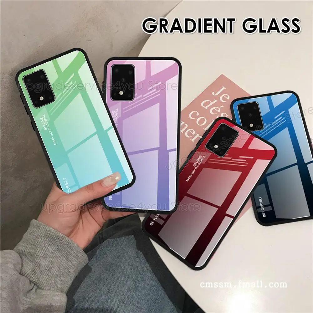 Градиентный чехол из закаленного стекла для Samsung Galaxy A51 A71 S20 S10 S9 S8 Plus A10 A20 A30 A50 A70 M30S