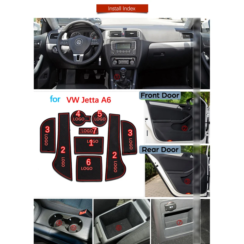 Противоскользящий резиновый подстаканник для ворот для Volkswagen VW Jetta A6 MK6 2011 2012 2013 5C6 GLI 6 Коврик для двери аксессуары для автомобиля